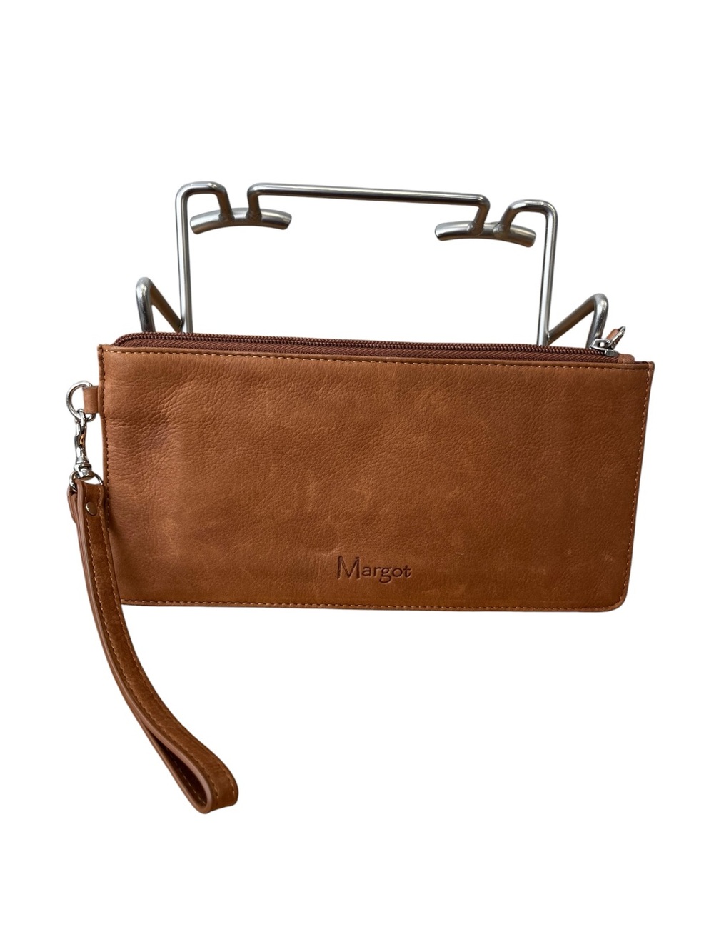 Margot Genuine Leather Brown Wristlet Wallet Clutch Organizer